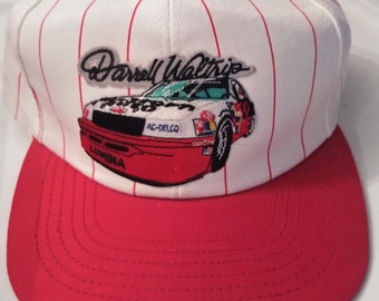 Darrell Waltrip Snapback Red White Striped Hat Cap Vintage 90s Nascar Racing 17 car