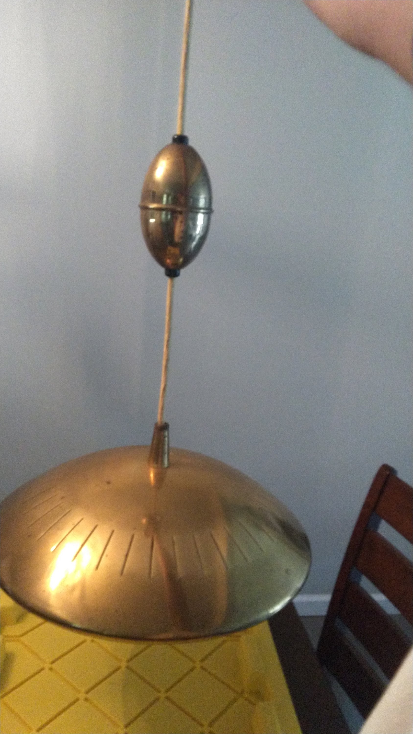 Vtg Retractable Flying Saucer Ceiling Light Fixture MCM