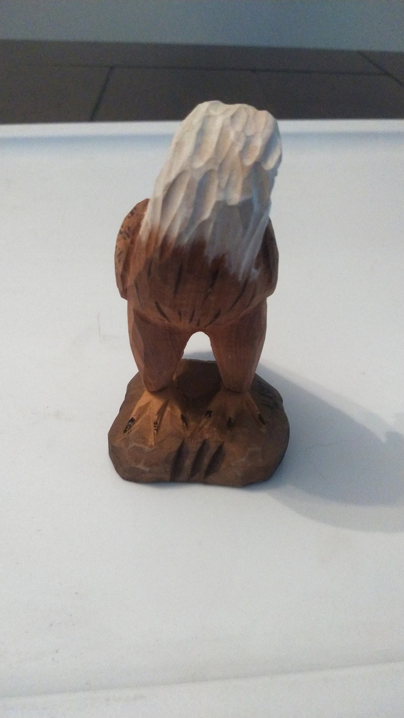 Small Wooden Carved Wood Bald Eagle Statue Figurine Alaska Etsy Canada