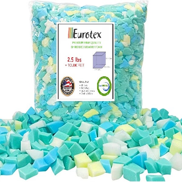 EUROTEX Premium Shredded Memory Foam Filling Ideal for Bean Bag Filler, Pillow Cushions, Pet Bed Stuffing, Crafts Polyfill/Poly fil Stuffing