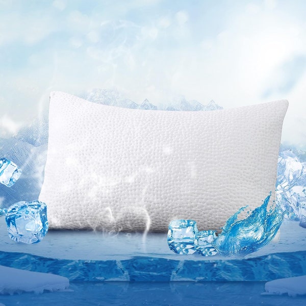 Eurotex Ice Cooling Bed Pillows Set of 2 - Down Alternative Bedding Cooling Pillow for Stomach & Back,  Sleepers Washable Removable Cover.