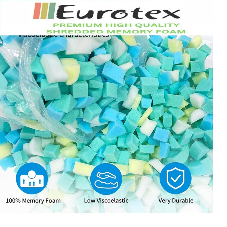 EUROTEX Premium Shredded Memory Foam Filling Ideal for Bean Bag Filler, Pillow Cushions, Pet Bed Stuffing, Crafts Polyfill/Poly fil Stuffing image 2