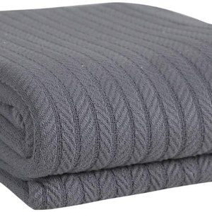Eurotex 100% Cotton Blankets for Bed - 405GSM Fishbone Weave Blankets for All Seasons, Cozy and Warm, Soft