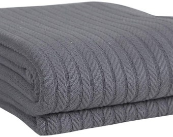 Eurotex Premium Baumwolldecken für das Bett ganzjährig gemütlich 100% Baumwolle Fischgrätengewebe weiche und leichte Herbst-Thermodecke