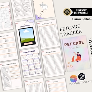 2025/2026 Pet Care Tracker, Pet Health Journal, Pet Wellness Log, Daily Pet Diary, Vet Log, Pet Medicine Log, Goodnotes Pet Planner/Tracker
