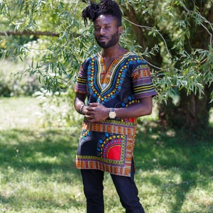 Short-sleeved shirt in wax fabric