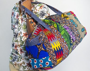 Sac de voyage en tissu wax Patchwork - Grand