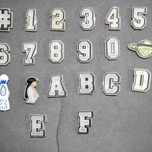 Glow in the dark croc Charms letters and numbers