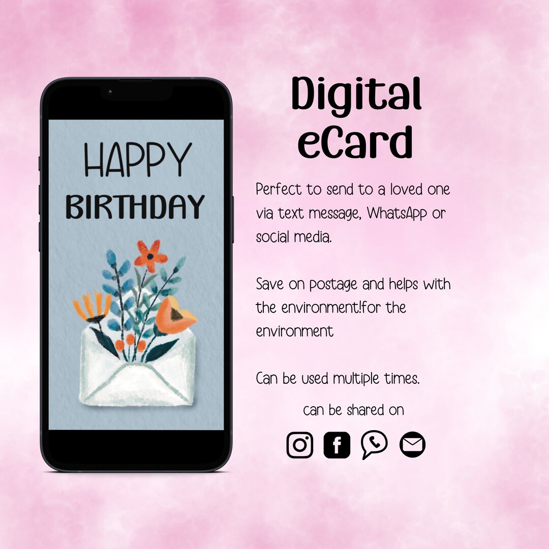 Ecard Birthday Greetings Card/whatsapp Greeting Card/ Digital Etsy