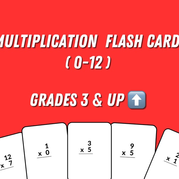 Multiplication Flash Cards: Grades 3 and Up, Teach & Practice Multiplication, 32 Flash Cards