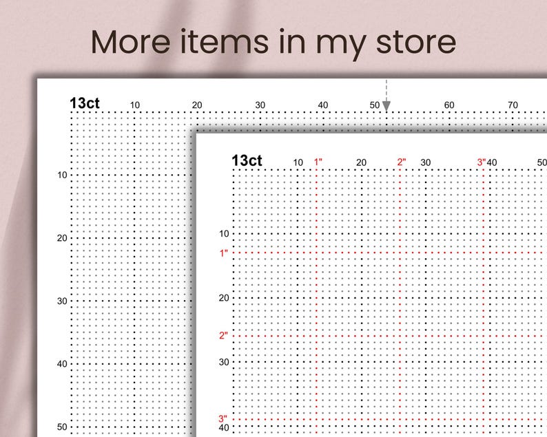 13-count Cross-stitch Graph Paper With Inch Grid (PDF, JPG, PNG) - Etsy