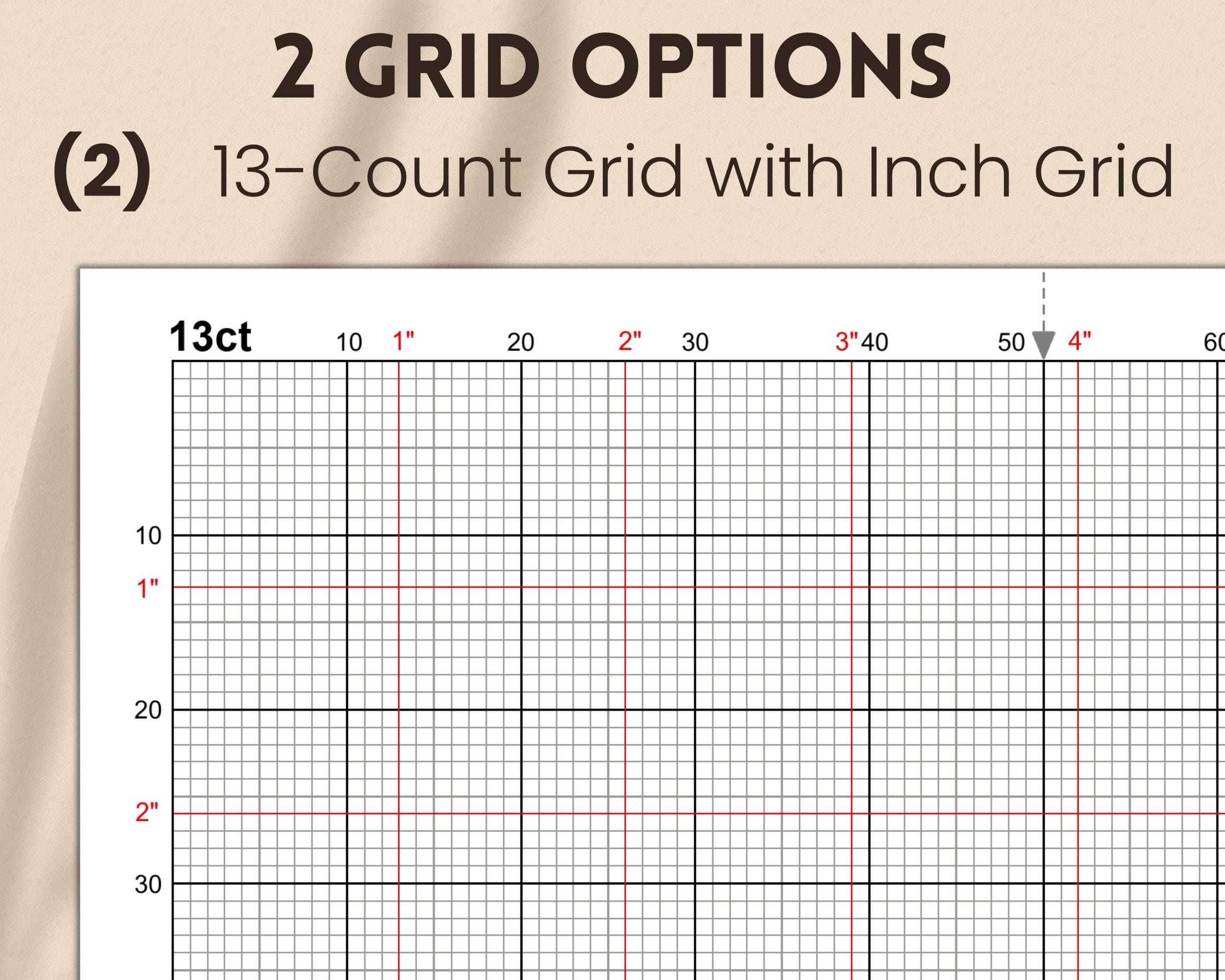 13-count Cross-stitch Graph Paper With Inch Grid (PDF, JPG, PNG) - Etsy