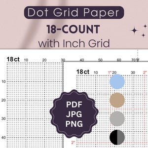 18-Count Dot Grid Paper with Inch Grid (PDF, JPG, PNG)