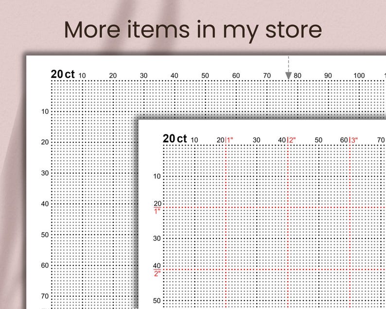 20-count Graph Paper With Inch Grid (PDF, JPG, PNG) - Etsy
