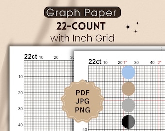 22-Count Graph Paper with Inch Grid (PDF, JPG, PNG)