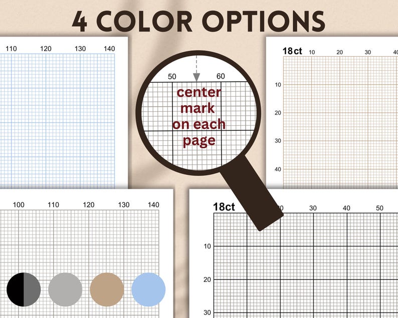 18-count Graph Paper With Inch Grid (PDF, JPG, PNG) - Etsy