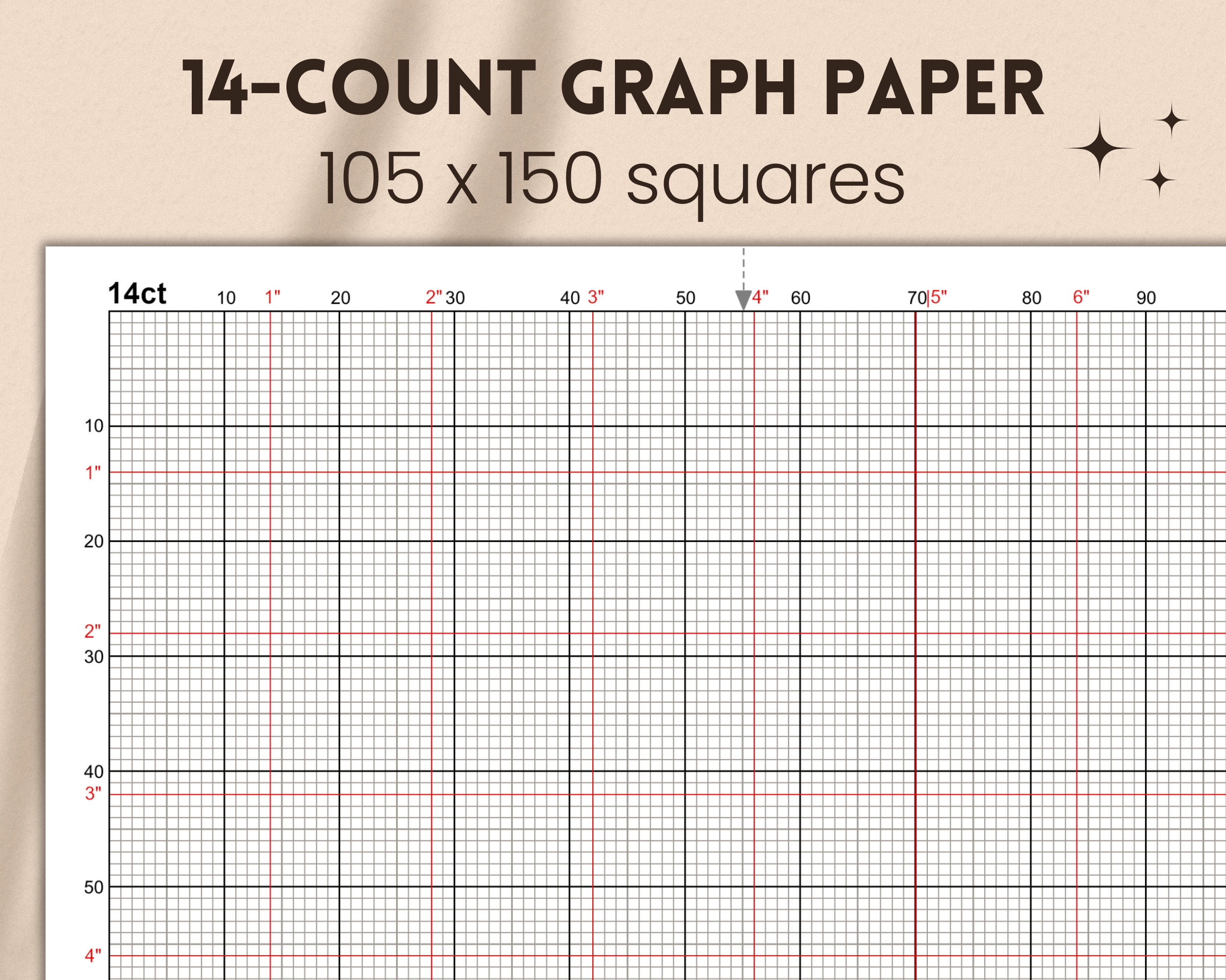 11 14 16 18 20 22-count Graph Paper for Cross-stitch With Inch Grid, A4 ...