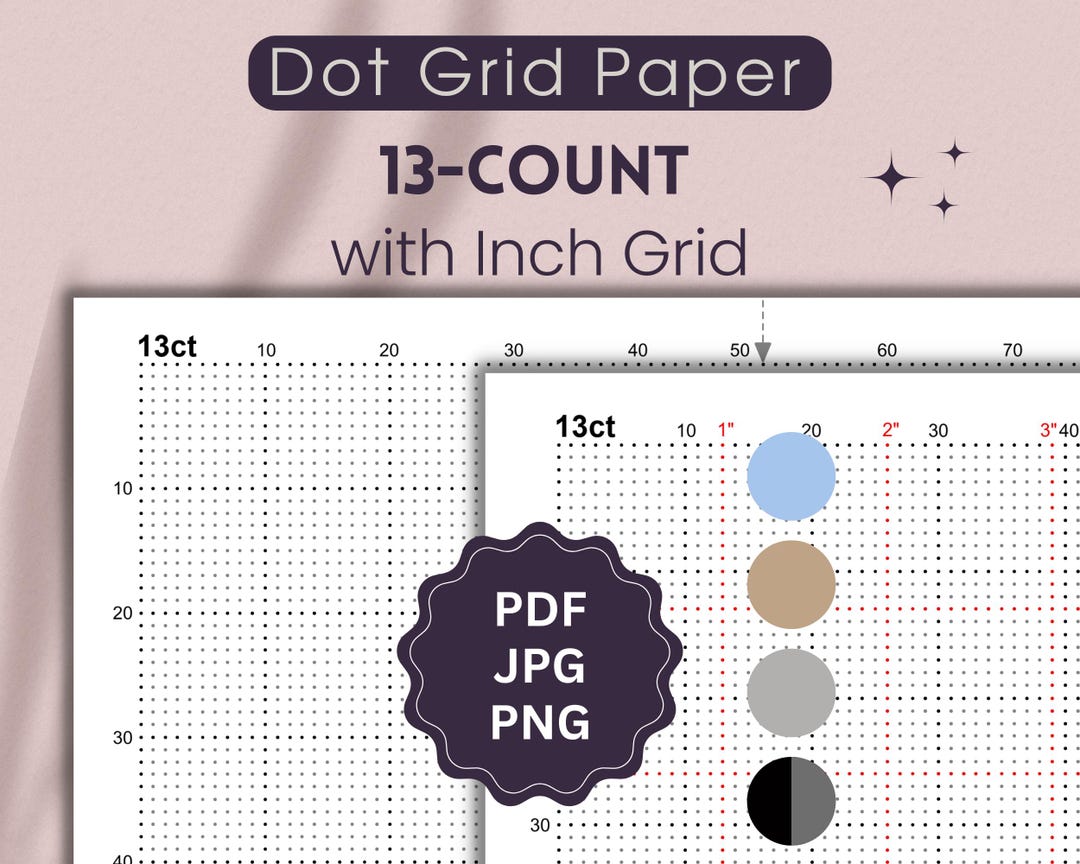 13-count Dot Grid Paper / Aida Paper With Inch Grid (PDF, JPG, PNG) - Etsy