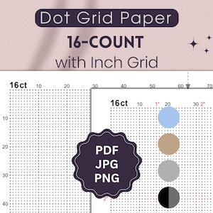 16-Count Dot Grid Paper with Inch Grid (PDF, JPG, PNG)