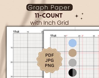 11-Count Graph Paper with Inch Grid (PDF, JPG, PNG)