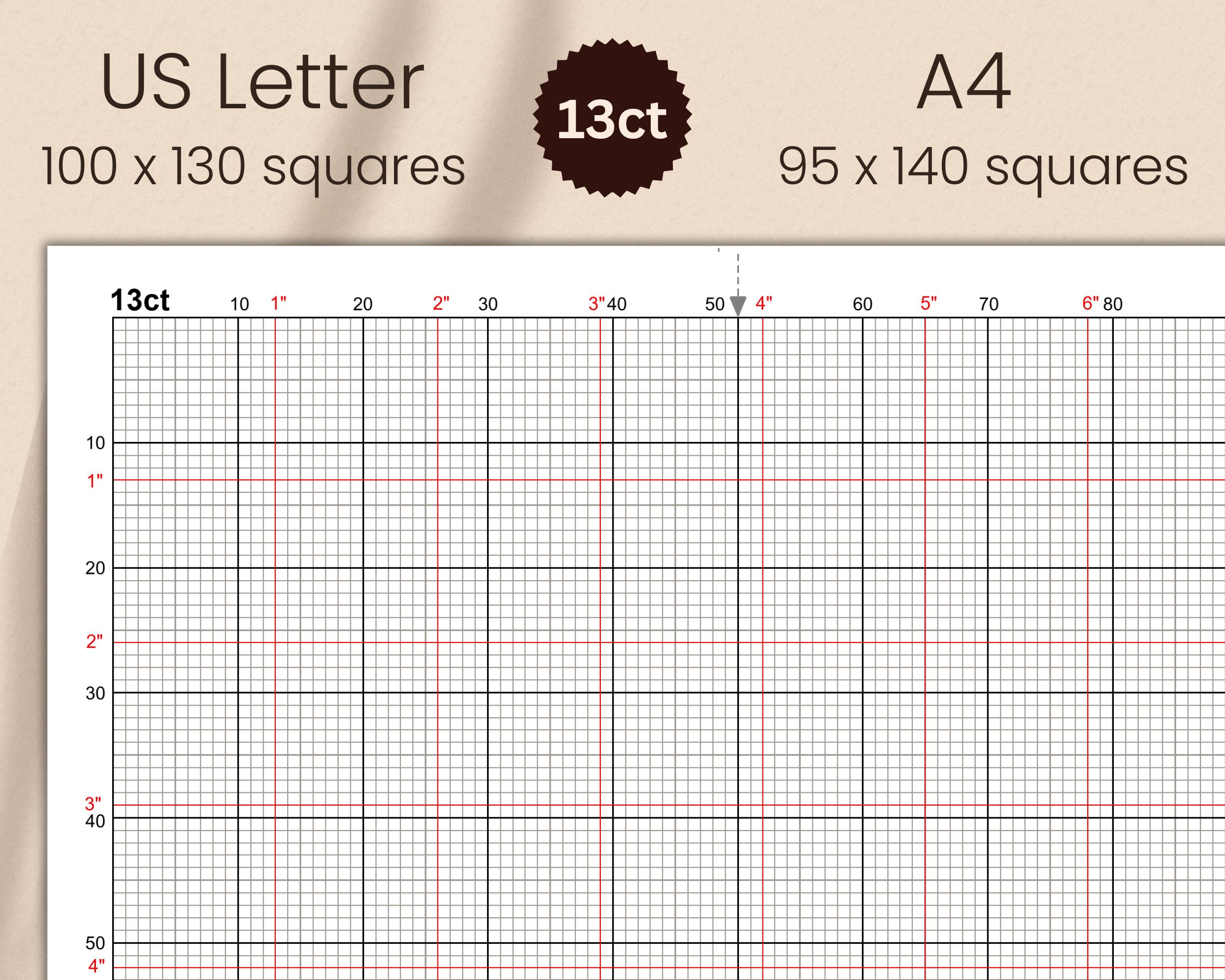 Graph Paper Bundle for Cross-stitch With Inch Grid PDF (11 13 14 16 18 ...