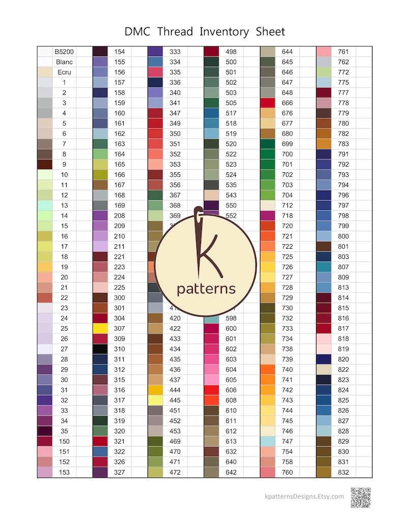 Dmc thread inventory sheet pdf printable cross stitch floss tracker