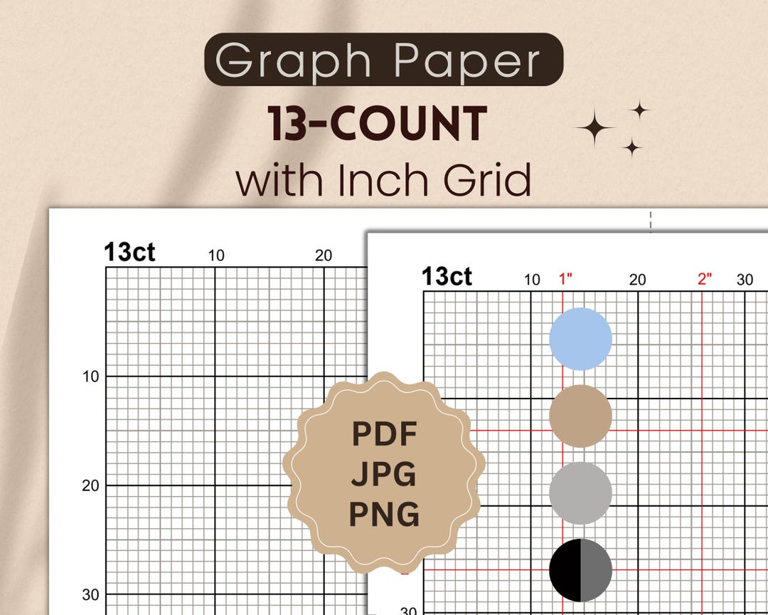 13-count Cross-stitch Graph Paper With Inch Grid (PDF, JPG, PNG) - Etsy
