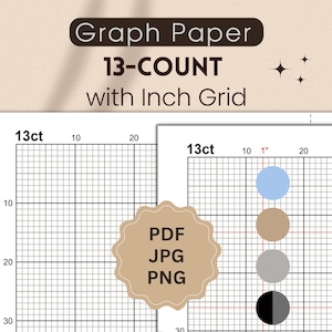 Papier milimetrowy do haftu krzyżykowego 13-arkuszowego z siatką calową (PDF, JPG, PNG)