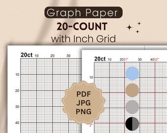 20-Count Graph Paper with Inch Grid (PDF, JPG, PNG)