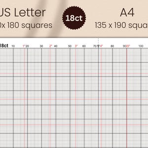 Pacchetto di carta millimetrata per punto croce con griglia in pollici PDF (11 13 14 16 18 20 pezzi) immagine 7