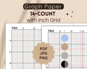 14-Count Graph Paper with Inch Grid (PDF, JPG, PNG)
