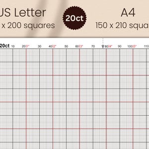 Pacchetto di carta millimetrata per punto croce con griglia in pollici PDF (11 13 14 16 18 20 pezzi) immagine 8