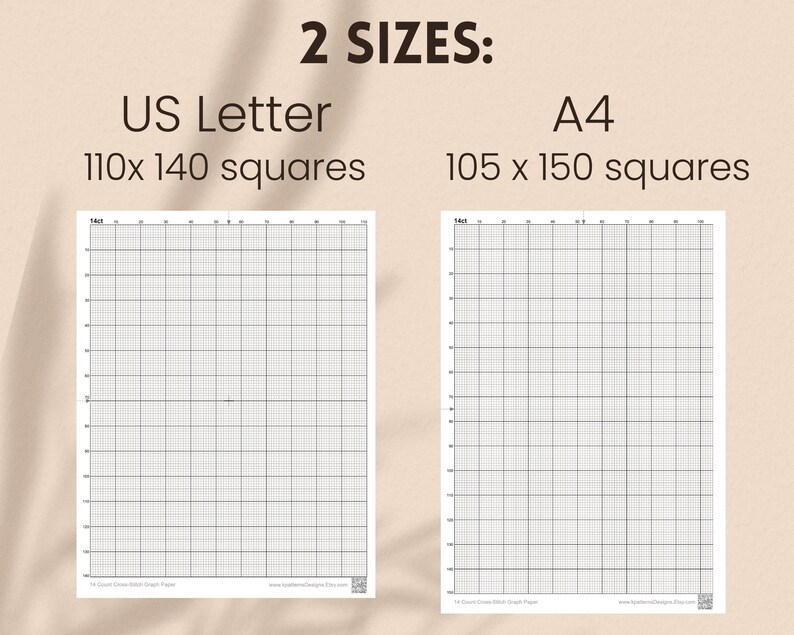 14count Graph Paper for Crossstitch, Printable Crossstitch Grid for