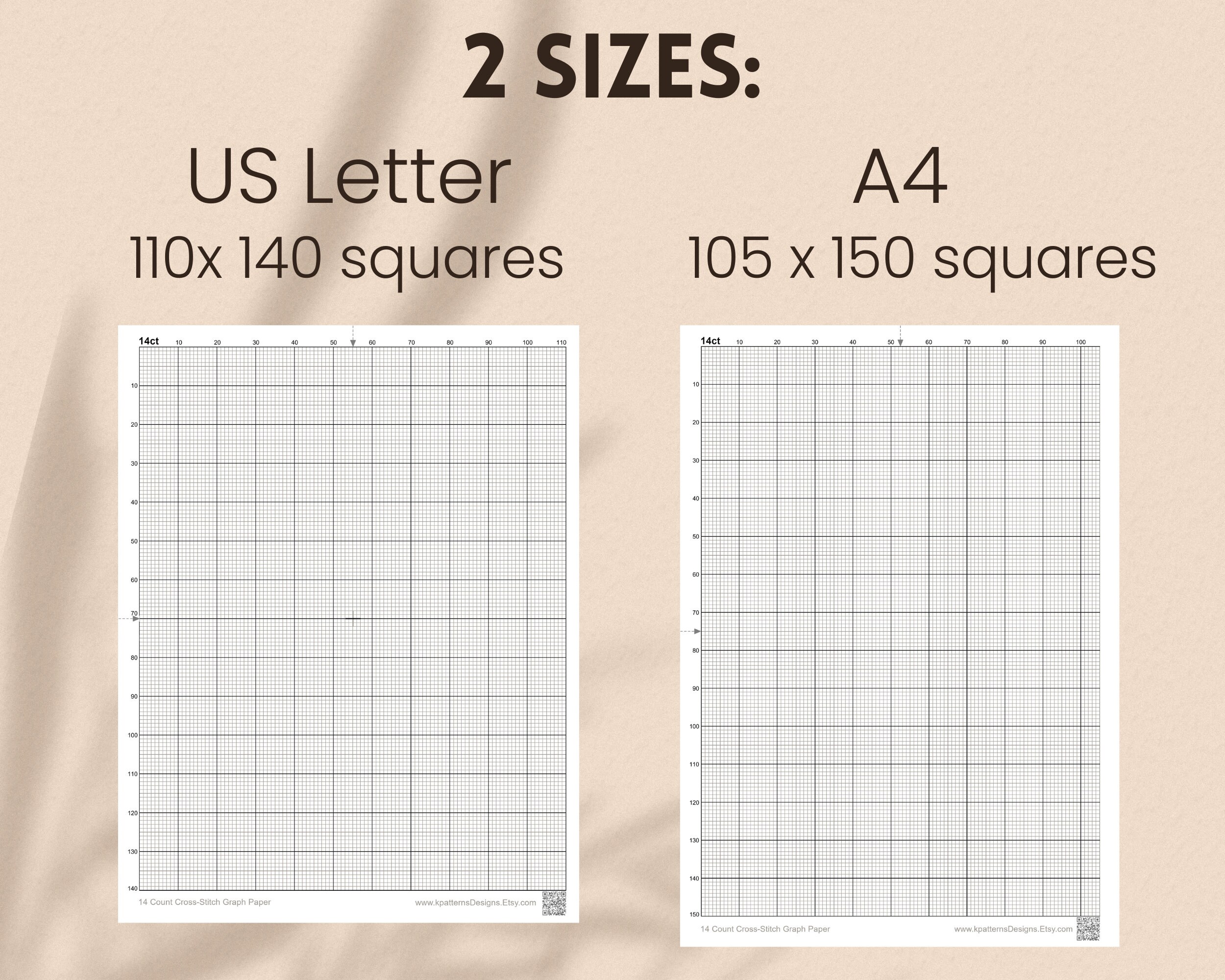 14-count Graph Paper for Cross-stitch, Printable Cross-stitch Grid for ...