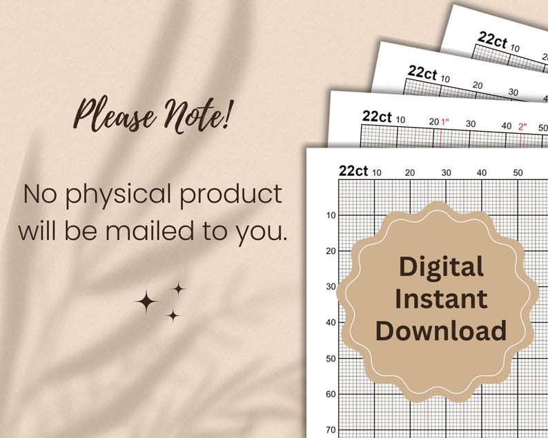 22-count Graph Paper With Inch Grid (PDF, JPG, PNG) - Etsy