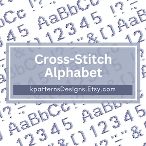 Block Letter Alphabet Cross-Stitch Pattern, Numerical Symbols, Punctuation Marks, Font with Shadow, PDF , Art. AY110
