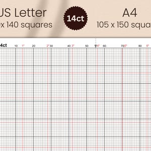 Pacchetto di carta millimetrata per punto croce con griglia in pollici PDF (11 13 14 16 18 20 pezzi) immagine 5
