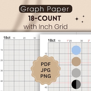 18-Count Graph Paper with Inch Grid (PDF, JPG, PNG)