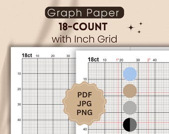 13-count Cross-stitch Graph Paper With Inch Grid (PDF, JPG, PNG