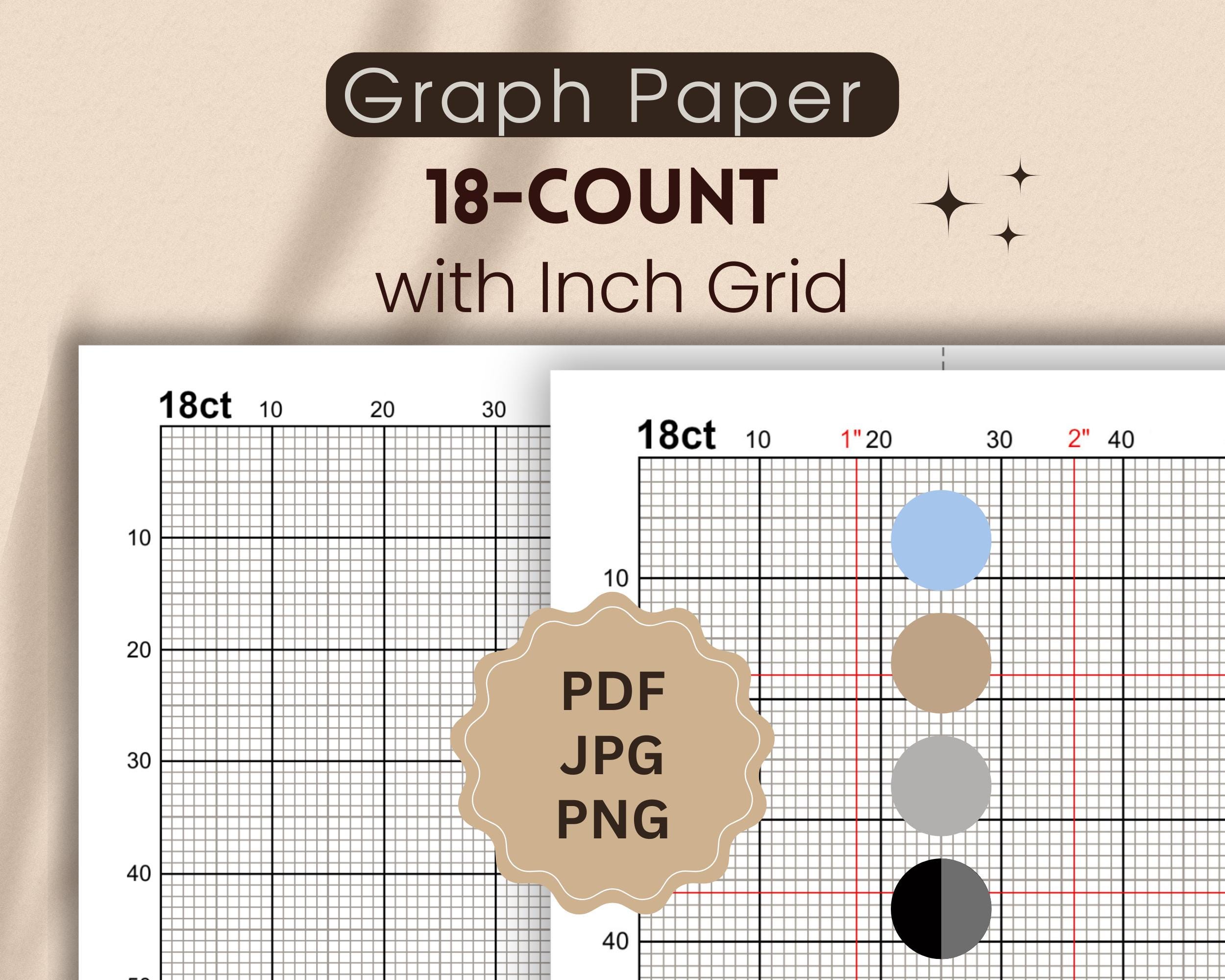 18-count Graph Paper With Inch Grid (PDF, JPG, PNG) - Etsy