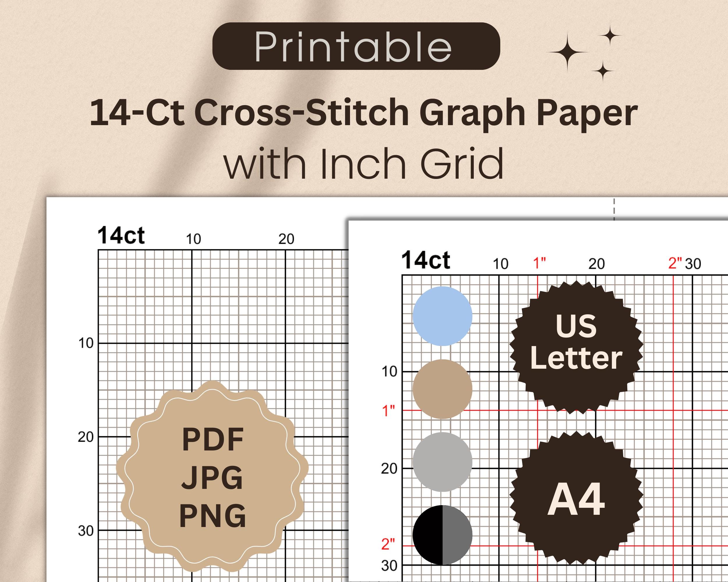14-count Graph Paper for Cross-stitch With Inch Grid