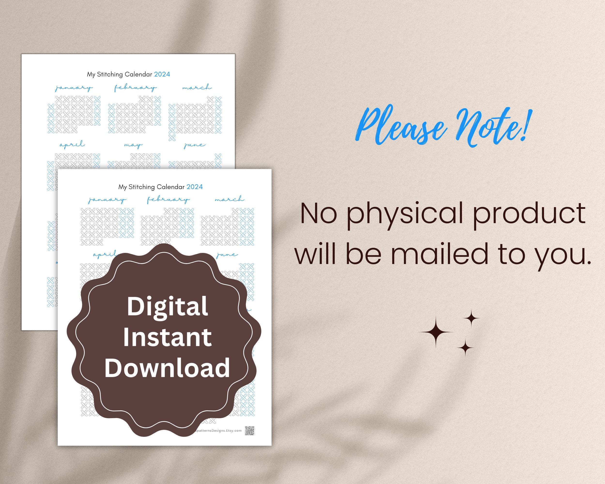 Stitching Habit Tracker PDF, Printable Daily Stitching Calendar 2024 in ...