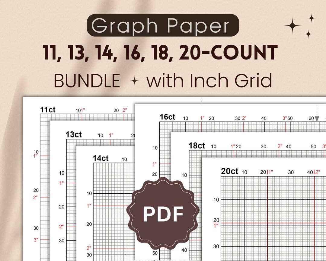 Graph Paper Bundle for Cross-stitch With Inch Grid PDF (11 13 14 16 18 ...