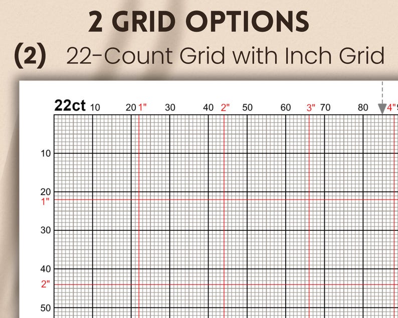 22-count Graph Paper With Inch Grid (PDF, JPG, PNG) - Etsy