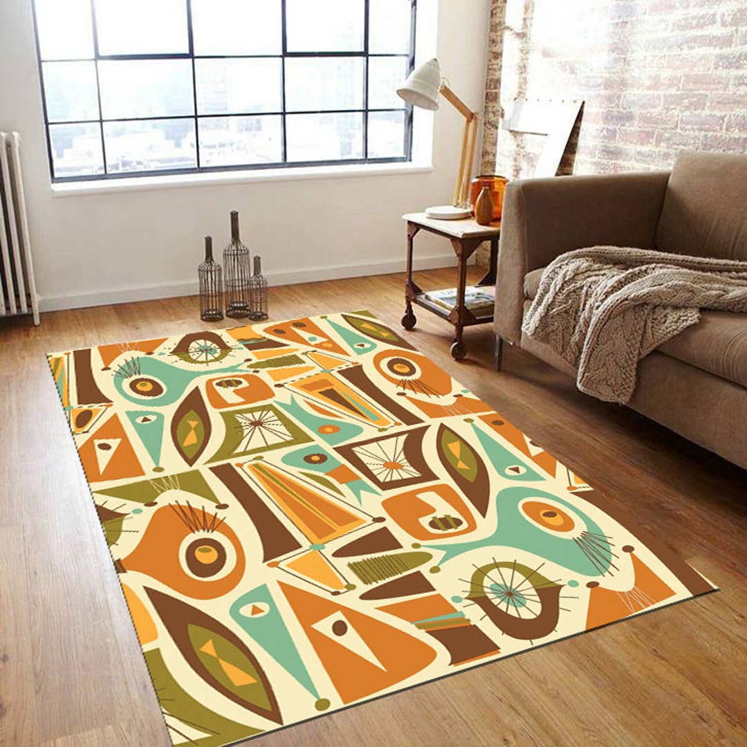 Mid Century Rug Mid Century Modern Rug Modern Art Rug Art Etsy