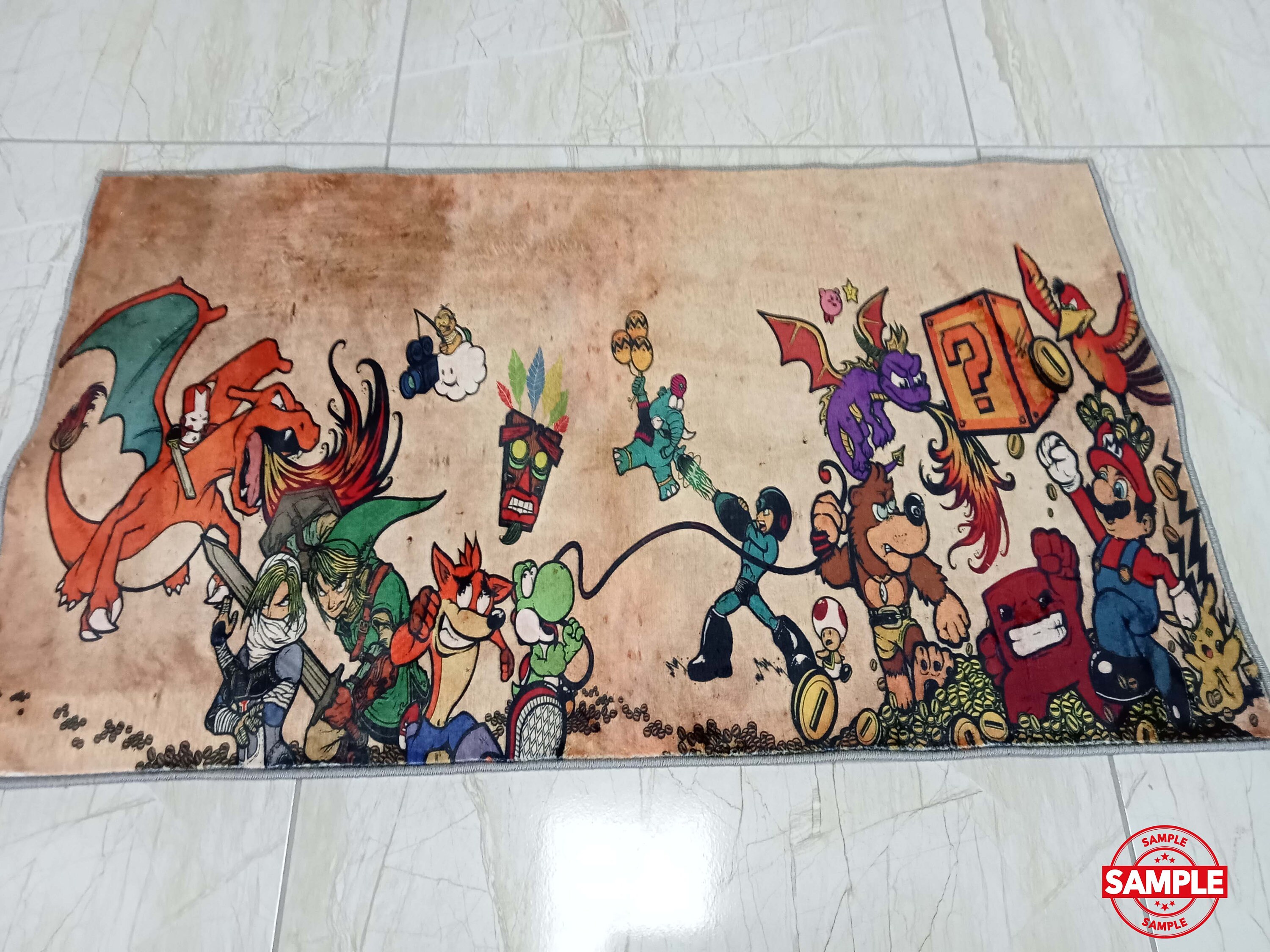 Video Game Rug, Runner Rug, Games Rug, Kids Room Runner Rug, Floor Rug