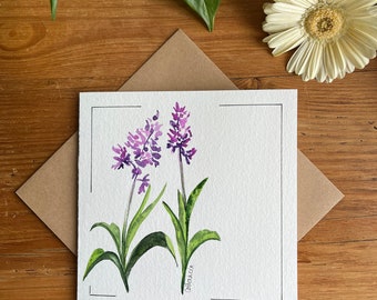 Carte double à l’aquarelle. « Orchidées ».