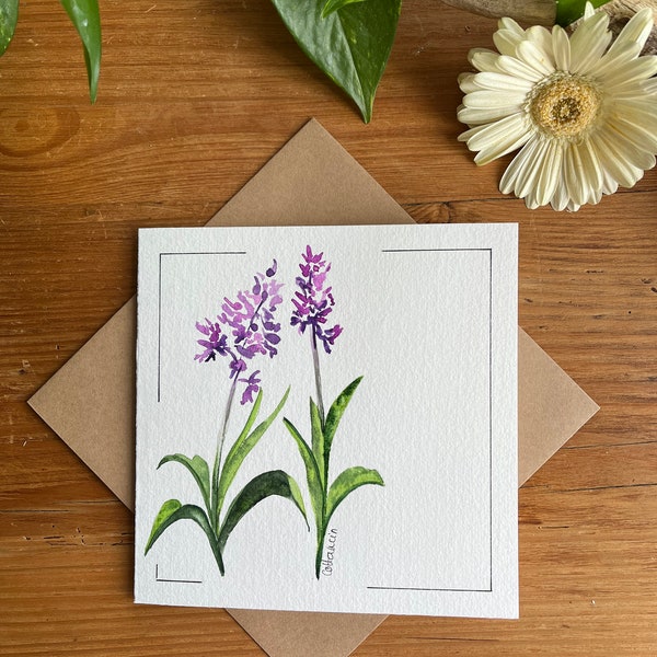 Carte double à l’aquarelle. « Orchidées ».