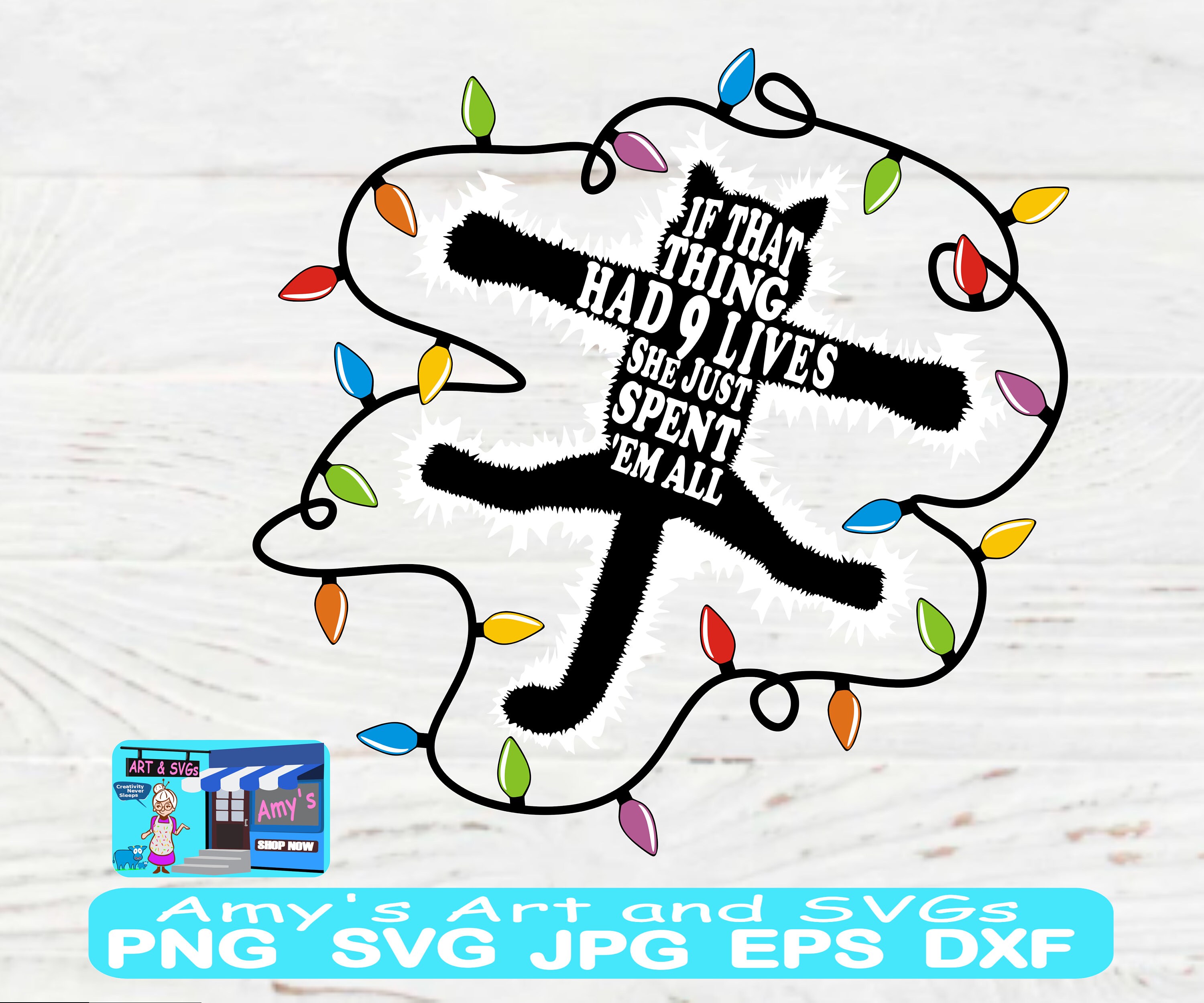 Griswold Cat Svg, Fried Cat Svg, Electrocuted Cat Svg, Christmas