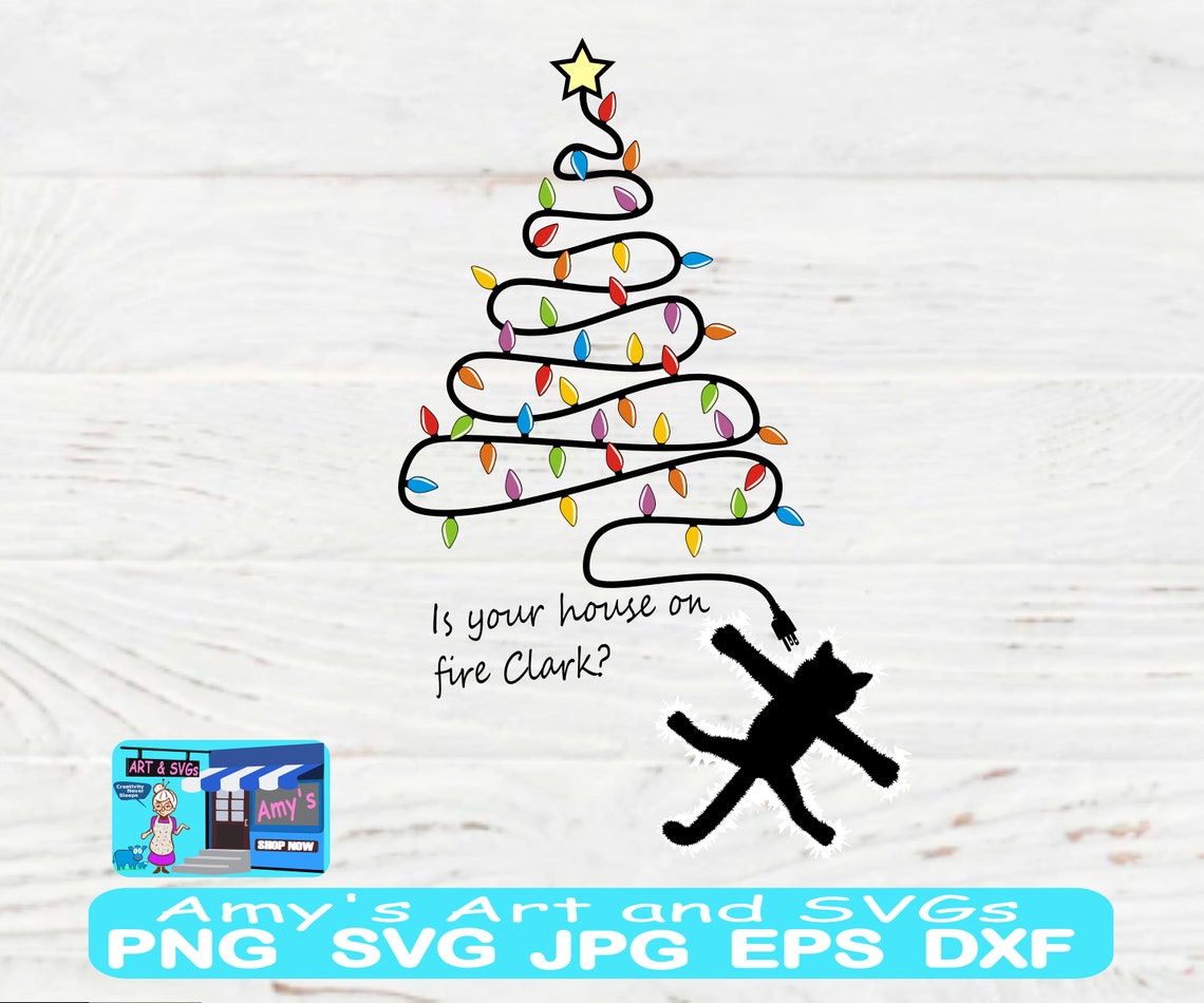 Griswold Cat Svg, Fried Cat Svg, Electrocuted Cat Svg, Christmas